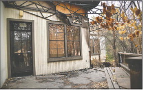 Damaged shopping center unit to be repaired Damaged shopping center unit to be repaired